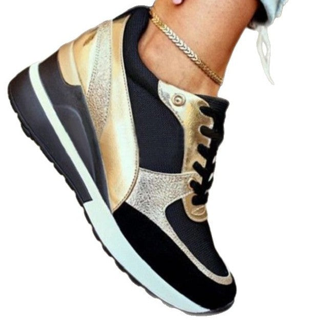 Women's fashionable sneakers with elegant metallic detail and sporty sole, size GR