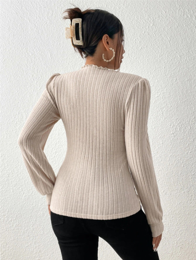 GR CozyKnit scalloped turtleneck long sleeve sweater
