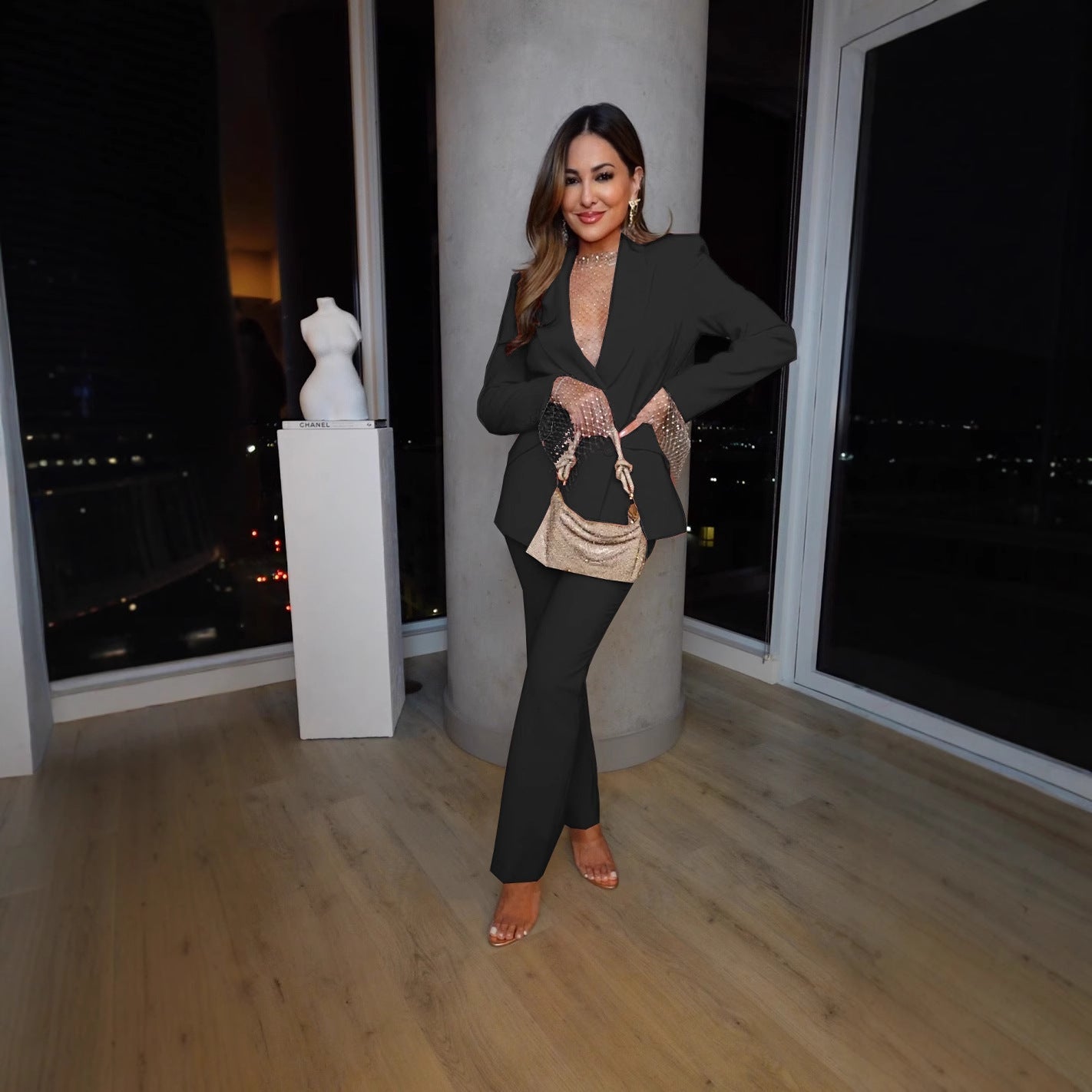 Damen Eleganter Blazer und Hosenanzug mit schickem Schnitt GR