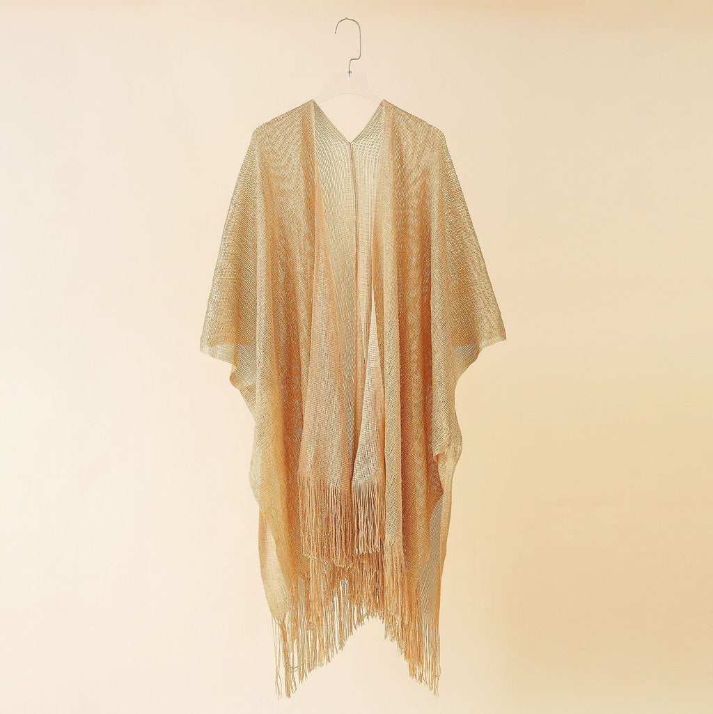 Women's fringed kimono in a transparent, airy fabric, size GR