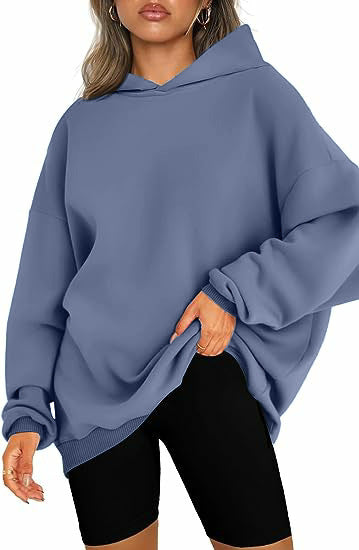 Damen oversized Kapuzenpullover mit seitlichen Schlitzen GR