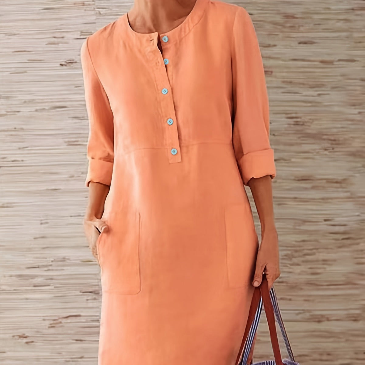 Damen Multitalent Kleid mit Knopfleiste und praktischen Taschen GR