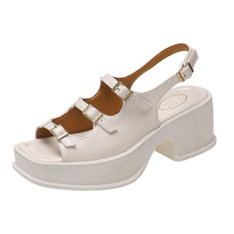 Women's platform sandals with adjustable straps and fashionable block heel, size GR