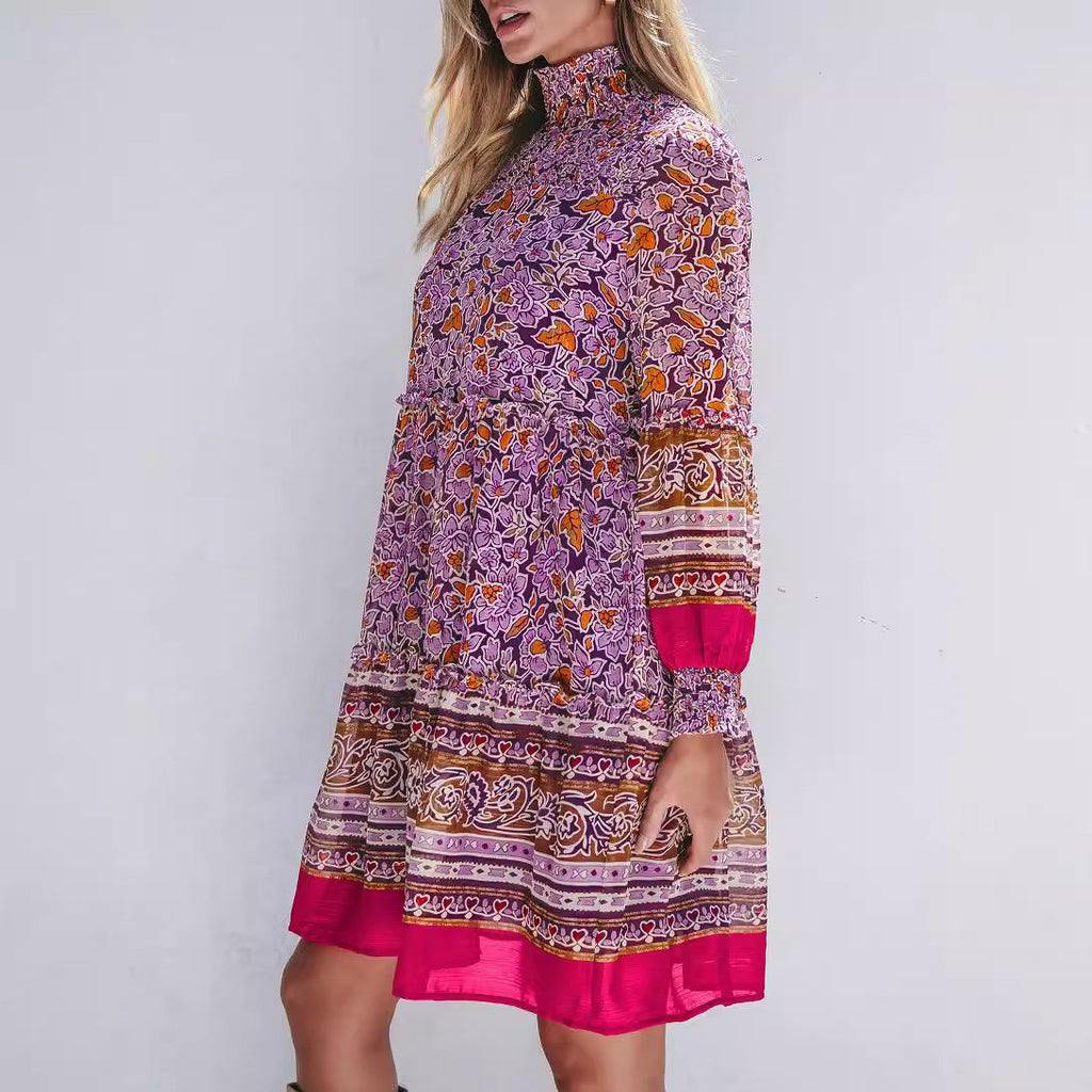 Women's boho-inspired midi dress with elasticated waistband and voluminous sleeves, size [size missing]