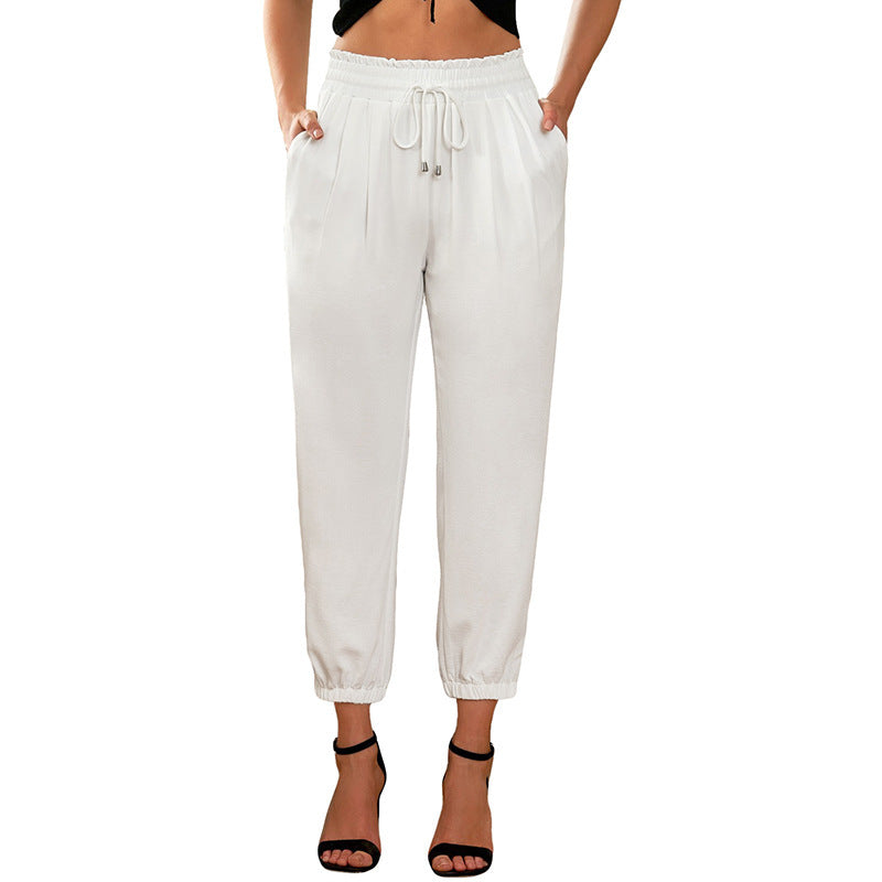 Damen lässige Freizeithose mit elastischem Bund und praktischen Taschen GR
