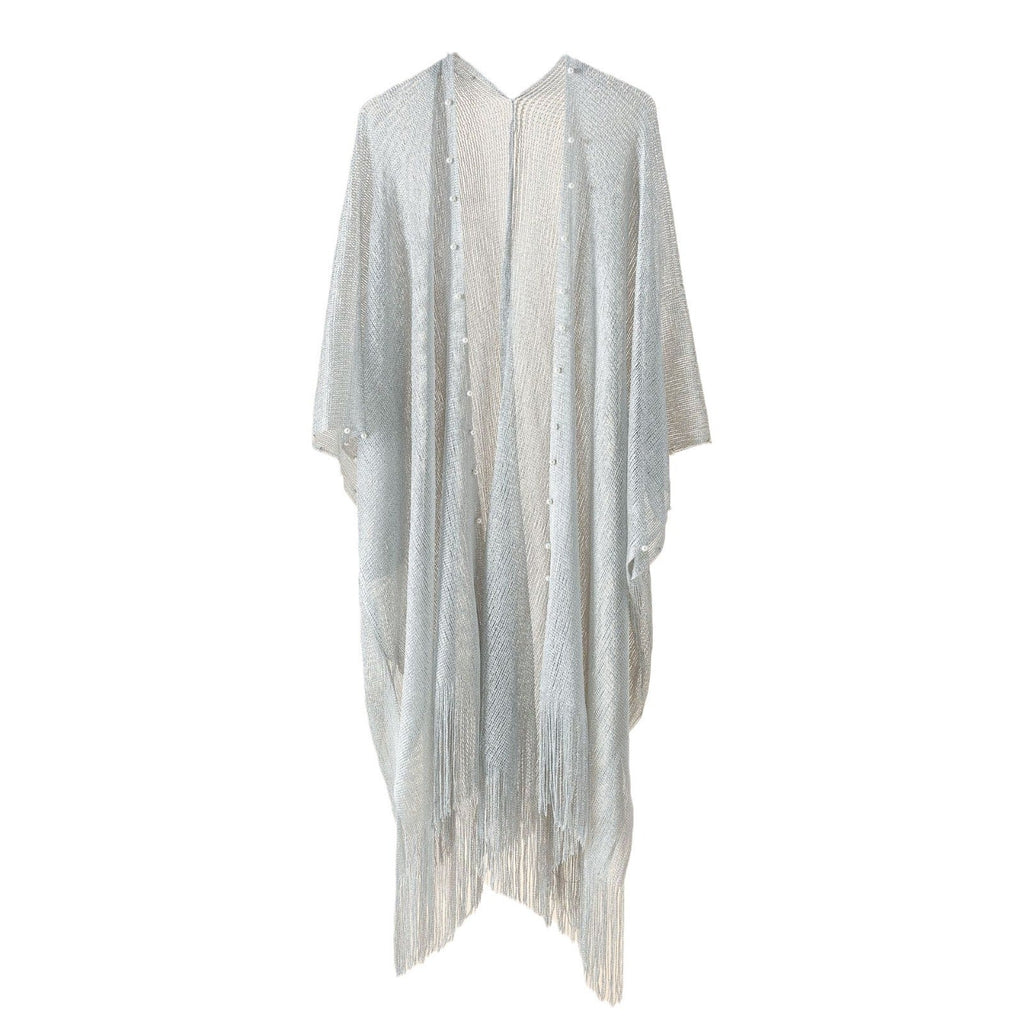 Women's transparent kaftan with fringed edges and elegant design, size GR