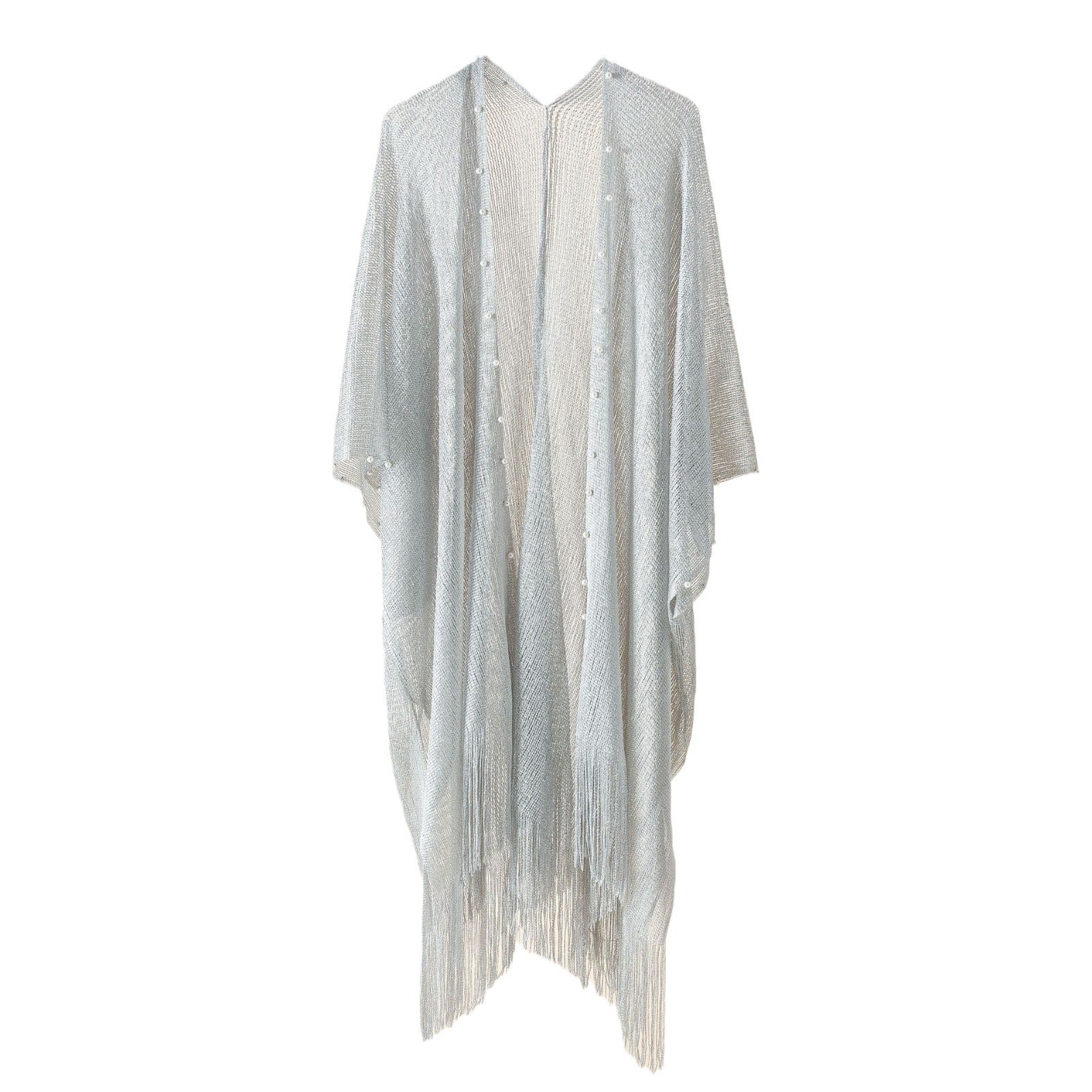 Women's transparent kaftan with fringed edges and elegant design, size GR