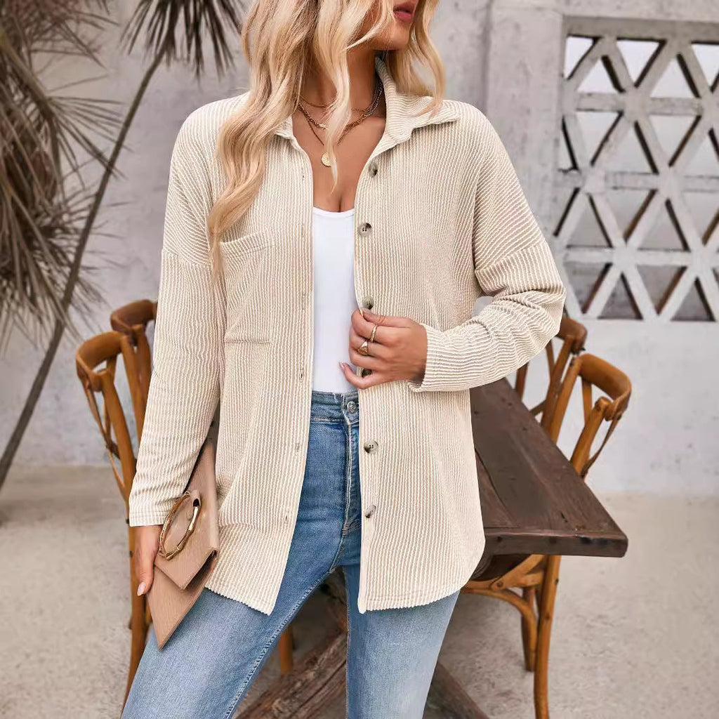 Women's cardigan with structured rib design and oversized buttons, size S