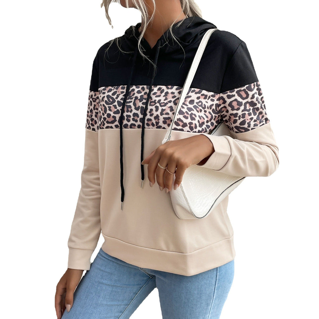 Damen Kapuzenpullover mit modischem Leoparden-Muster und sportlicher Passform GR