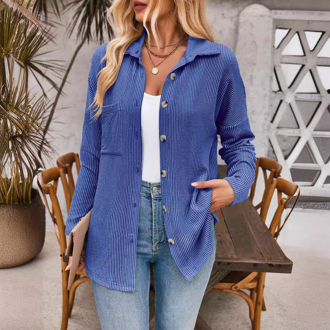 Damen lässige Strickjacke mit Knopfleiste GR