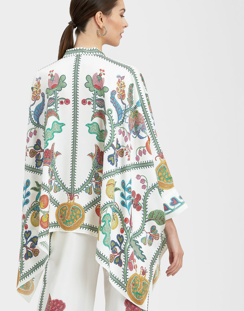 GR | Stand-up collar top and trouser set 