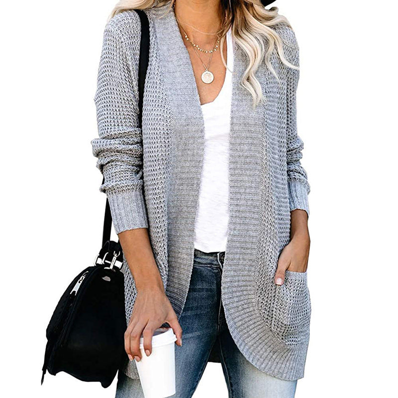Women's open-cut cardigan with side pockets, size