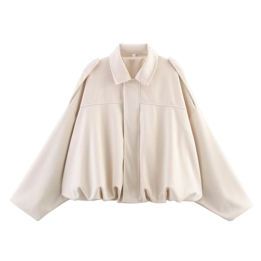 Women's oversized jacket with a relaxed fit and detachable collar, size [size missing]