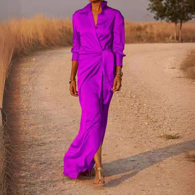GR | Lace-up High Waist Split Floor Length Dress 