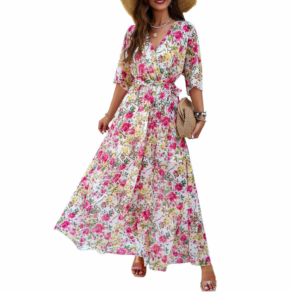 GR | Elegantes Bedrucktes Taillen-Sammelkleid