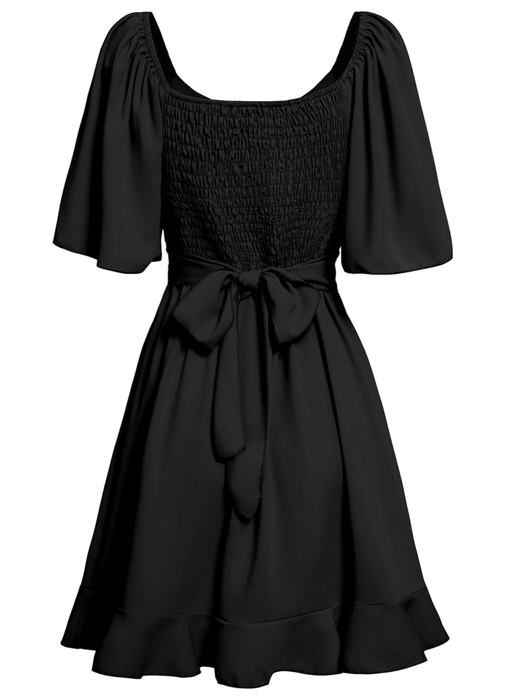 GR | Lässiges Kreuz V-Ausschnitt Kurzarm Wickel Einfarbig Mini Kleid