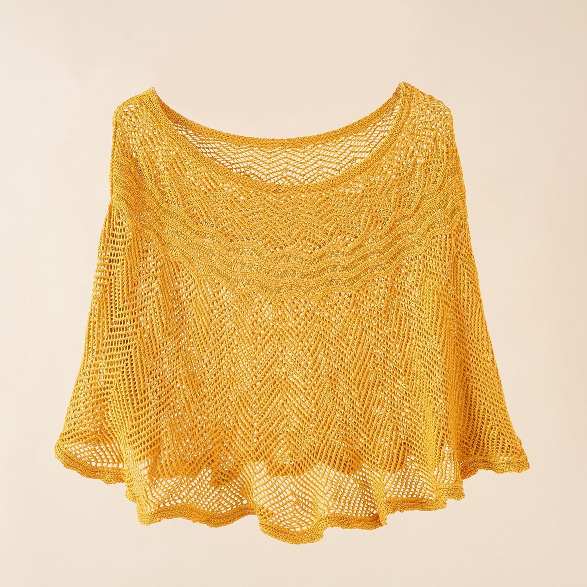 Damen luftiger Strickponcho im modernen Design GR