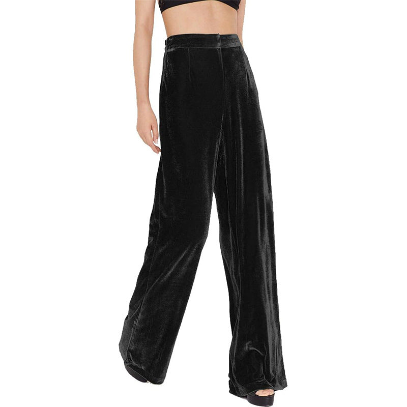 Women's elegant wide-leg velvet trousers, size