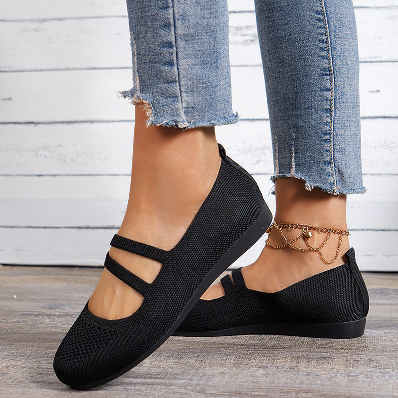 GR | Flat slippers with strap across the instep and flat sole for women