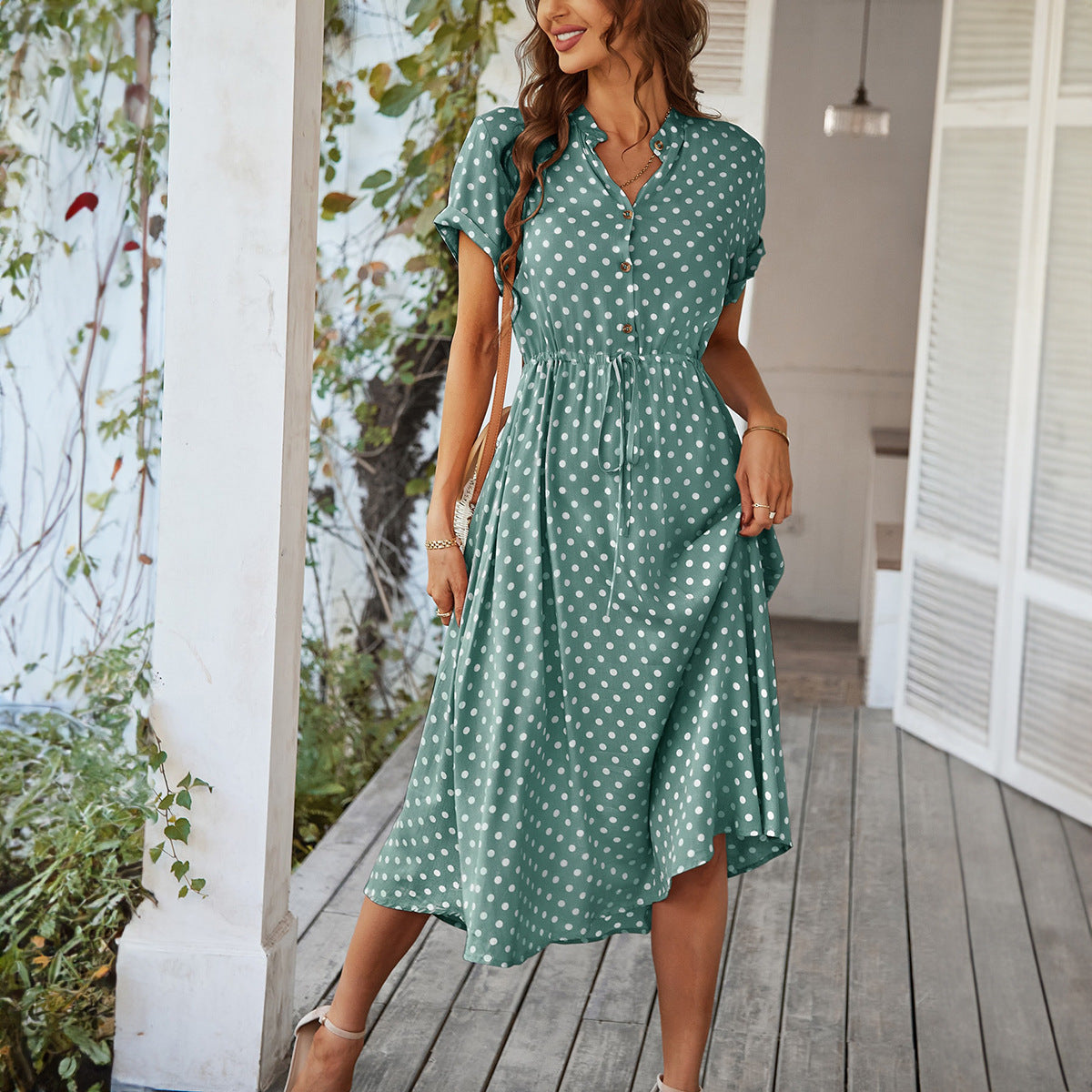 Women's polka dot midi dress, size