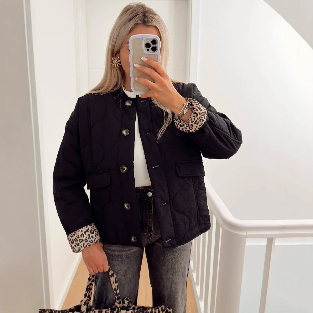 Women's quilted jacket in an elegant design with practical button closure and side pockets, size S