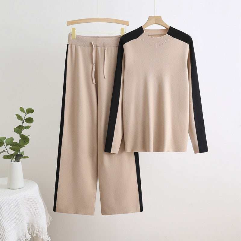 GR | High-waisted drawstring trousers knit set 