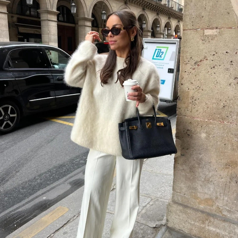 Damen lässiger, oversized Pullover aus weichem Strick GR