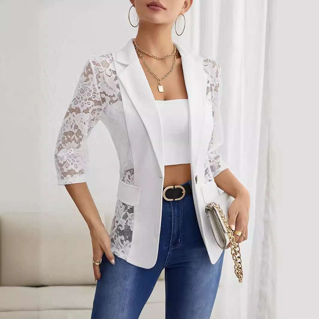 GR | Lace trim small blazer top