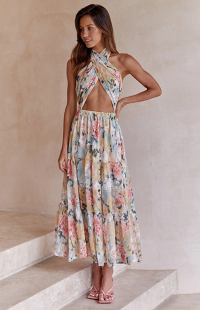 GR | Halter Printed Sleeveless Halter Dress 