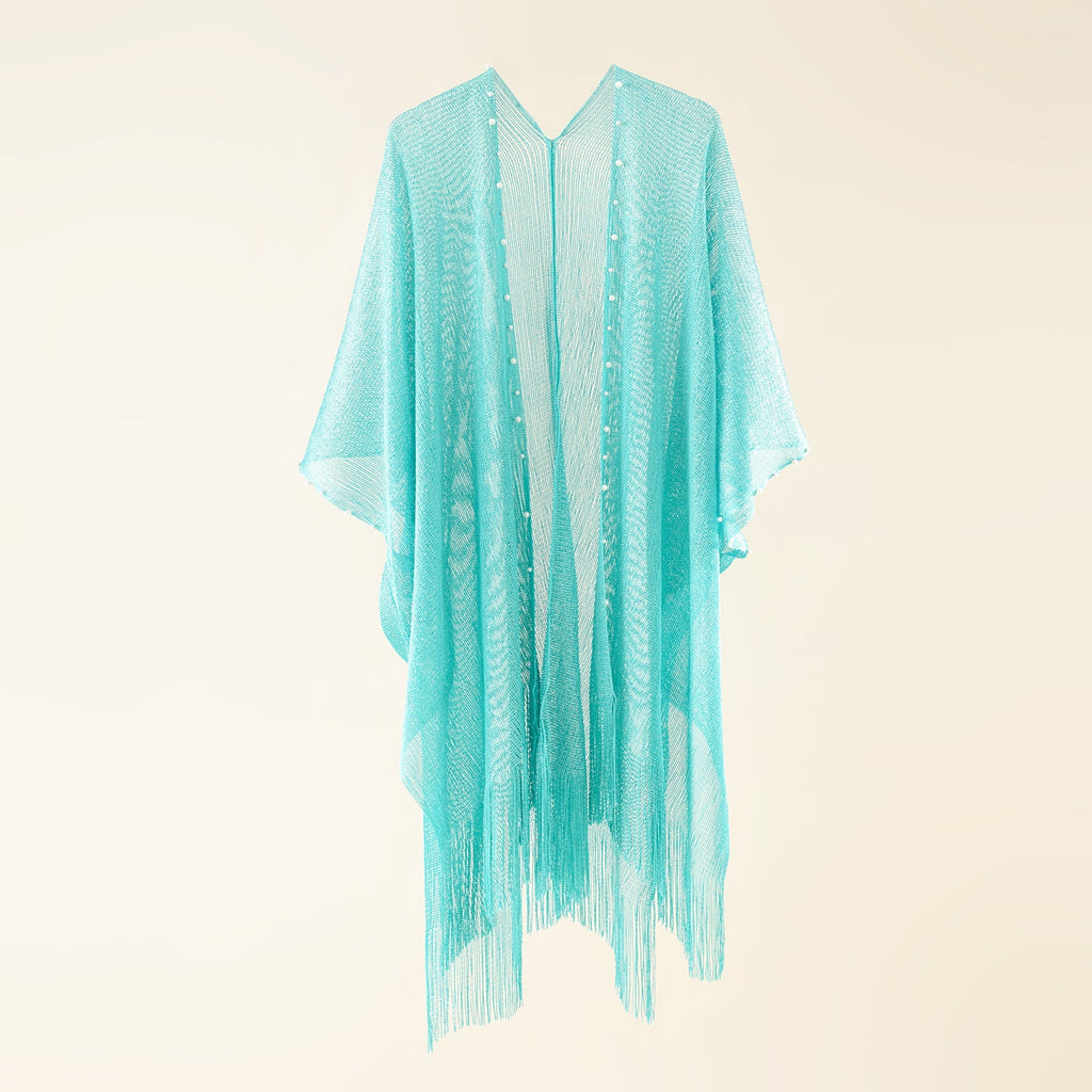 Women's transparent kaftan with fringed edges and elegant design, size GR