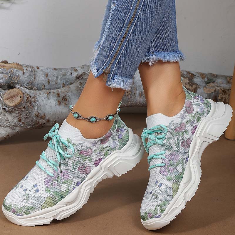 GR | Wide Floral Pattern Sneakers for Women