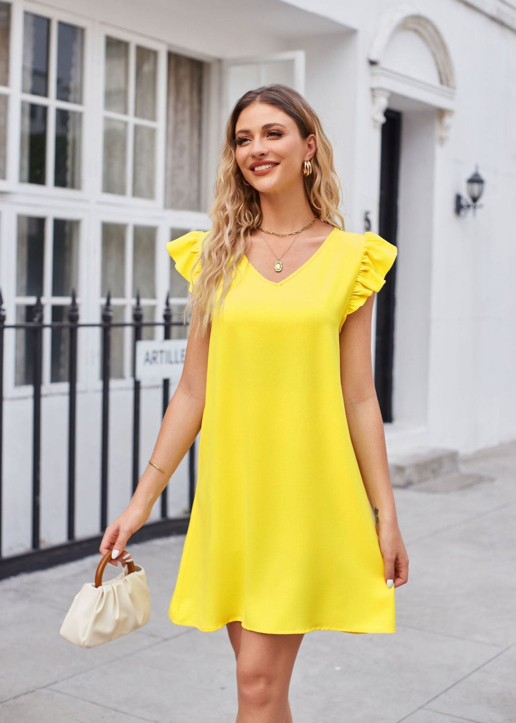 GR | Puffärmel Locker Bequem Modisch Kleid