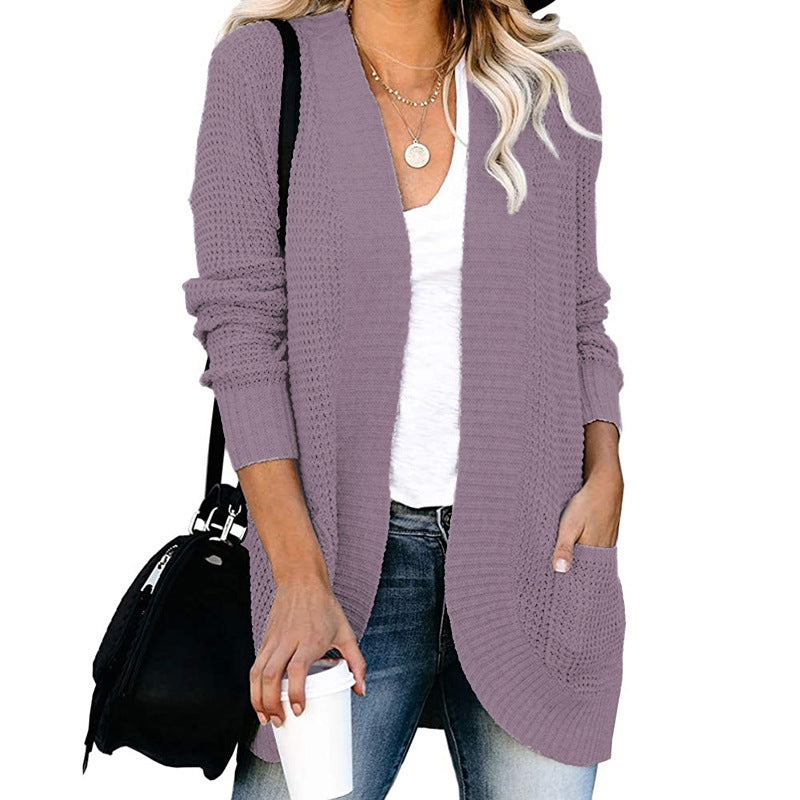 Women's open-cut cardigan with side pockets, size