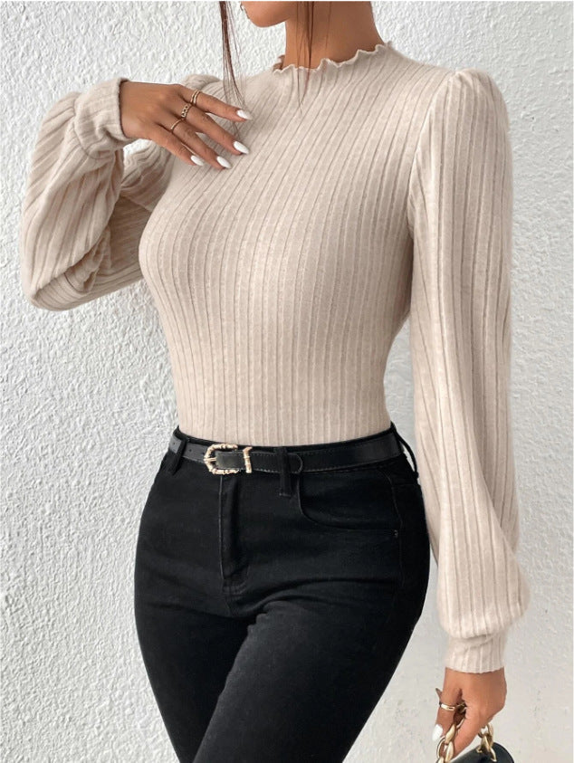 GR CozyKnit scalloped turtleneck long sleeve sweater