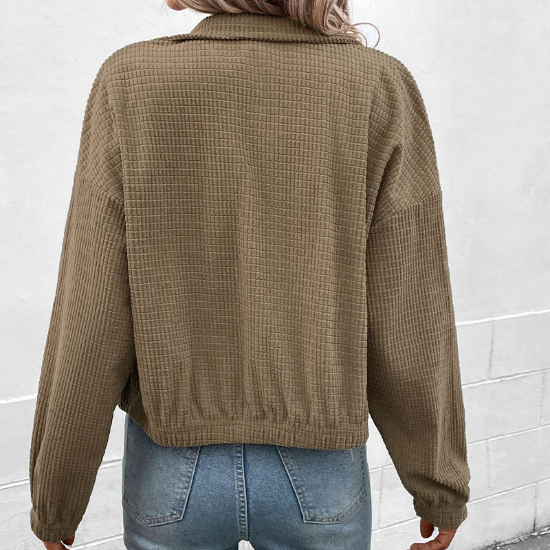 Women's casual hooded jacket in textured material with zipper, size S