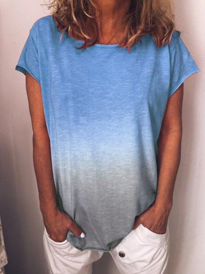GR | Gradient-Druck Bunt V-Ausschnitt T-Shirt
