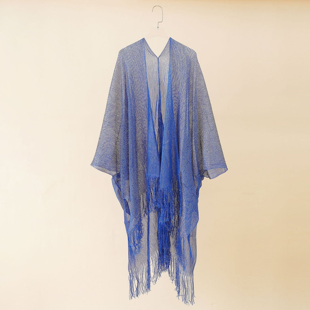 Women's fringed kimono in a transparent, airy fabric, size GR