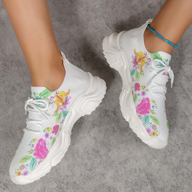 GR | Wide Floral Pattern Sneakers for Women