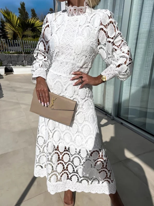 GR | Lace Puff Sleeve Fitted Dress 