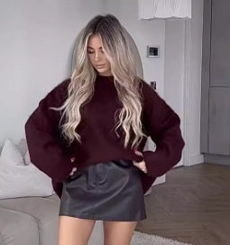 Damen lässiger, oversized Pullover aus weichem Strick GR