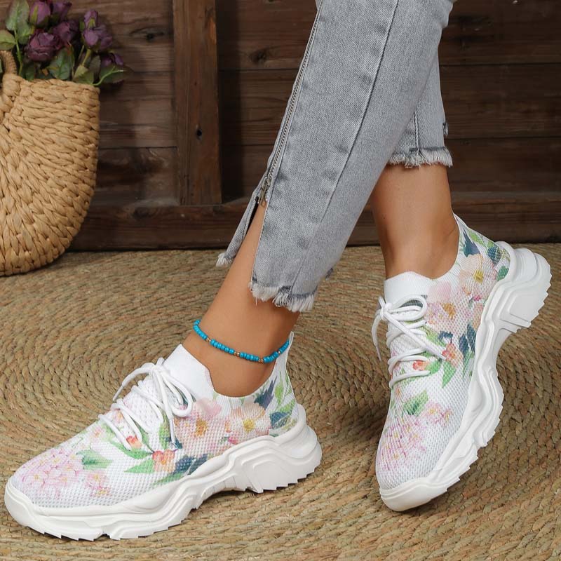 GR | Wide Floral Pattern Sneakers for Women