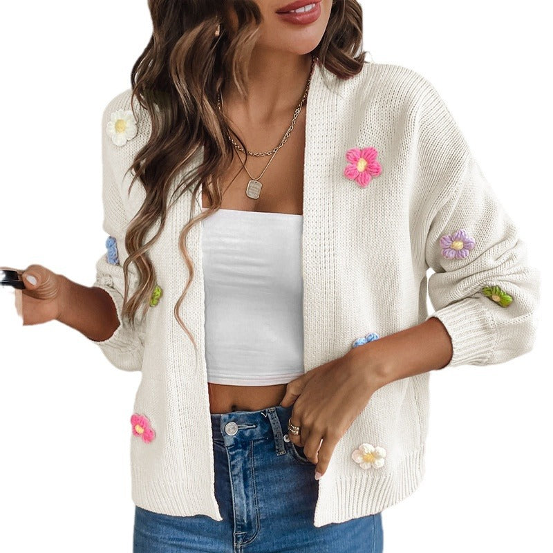 GR | Hand-crocheted floral knitted cardigan 