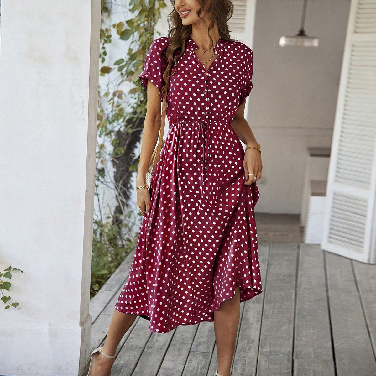 Women's polka dot midi dress, size