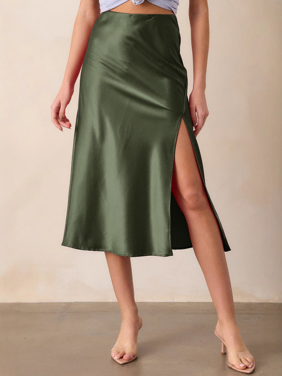 GR | Faltiger Split Pu Lederrock Für Frauen