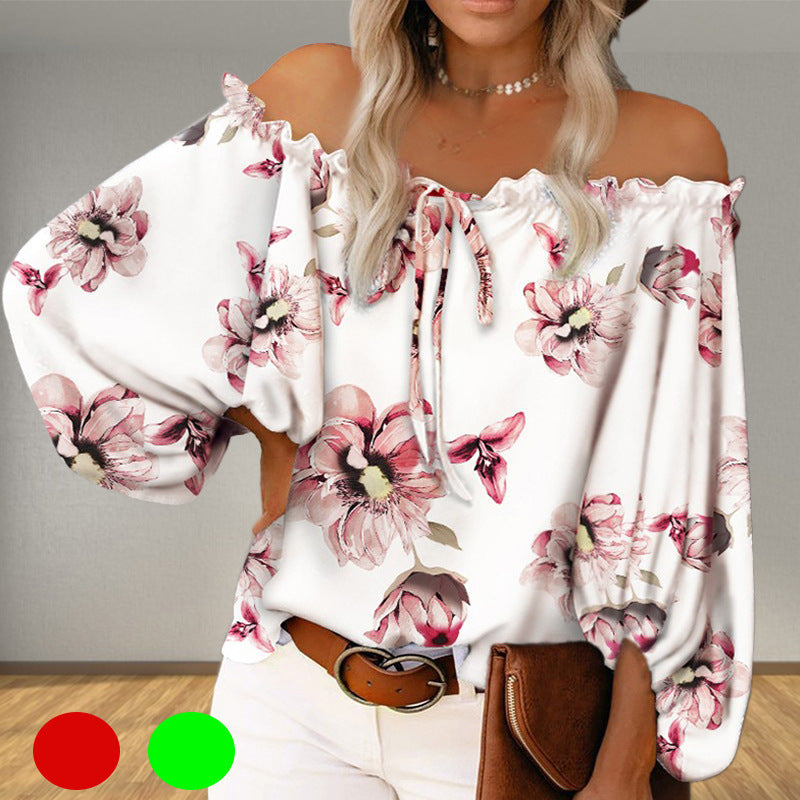 Damen Off-Shoulder-Bluse mit Blumenmuster GR