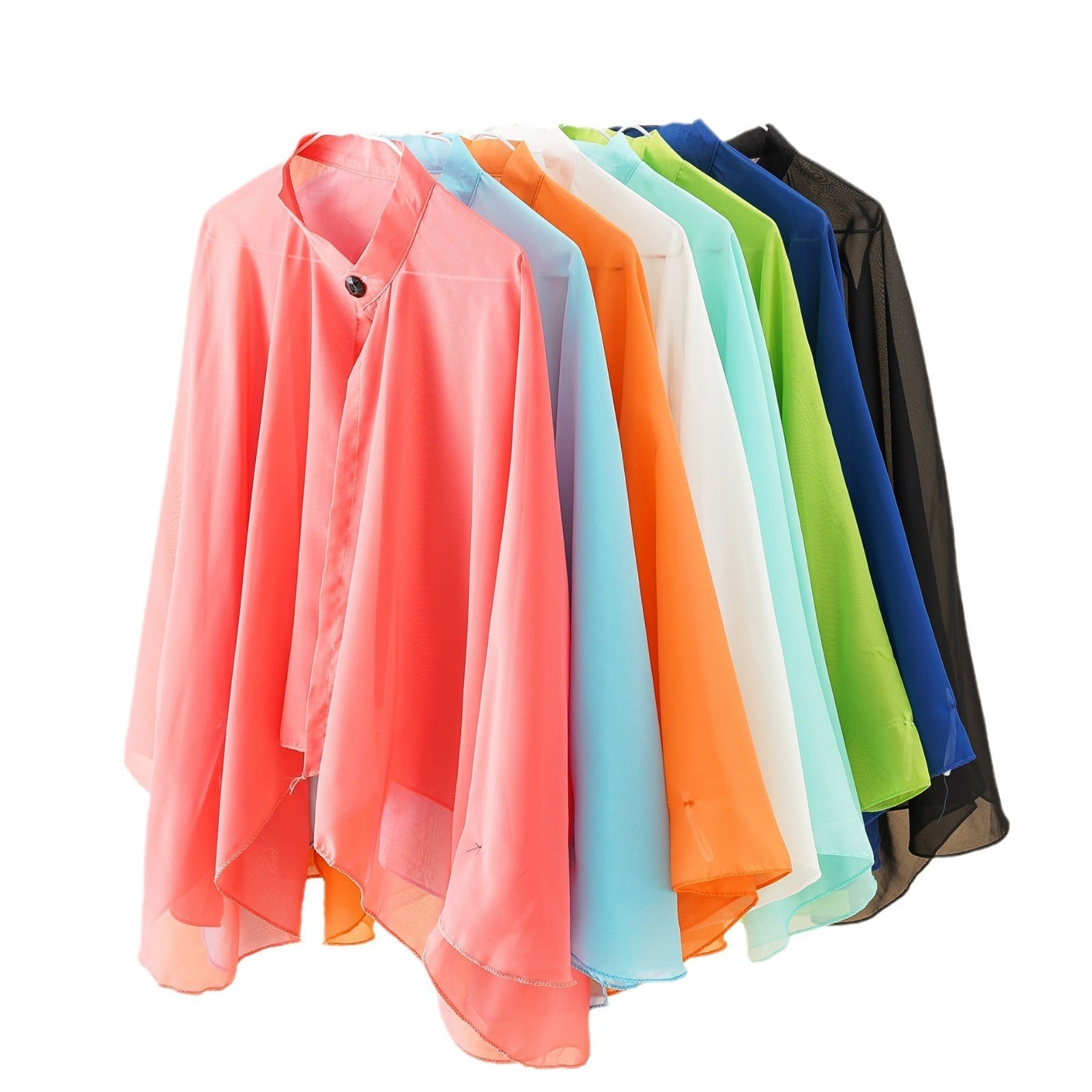 Women's airy chiffon kimono with wide flared sleeves, size S