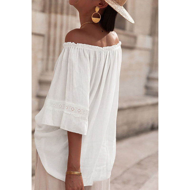 Damen Off-Shoulder Bluse mit bestickten Details GR