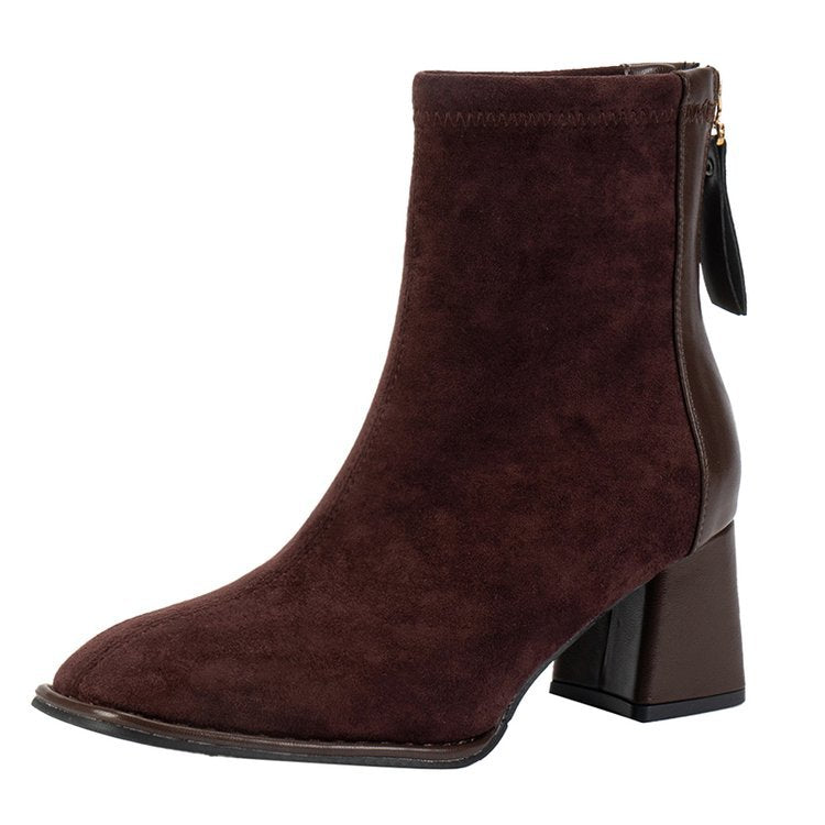 Women's ankle boots with elegant block heel and soft upper material, size GR