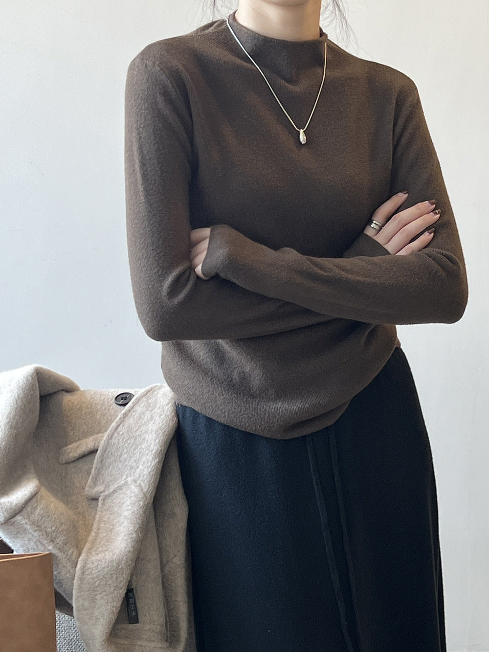 GR Halbturtleneck gebürsteter Soft-Touch-Pullover