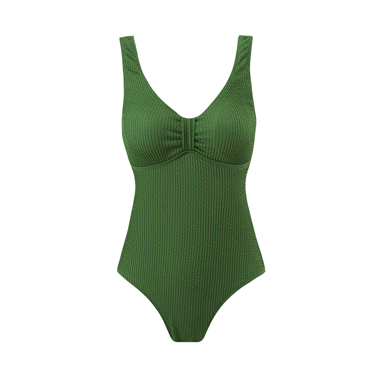 Women's one-piece swimsuit with textured outer material and sporty cut, size S